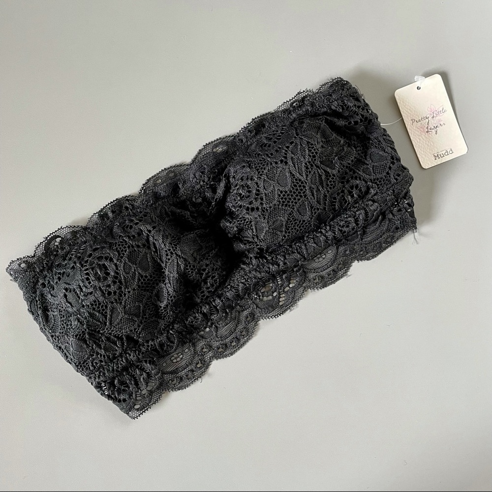 NWT MUDD Junior Women’s Bandeau Bra Sz Small Black Lace Removable Pads New